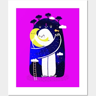 Moon hug Posters and Art